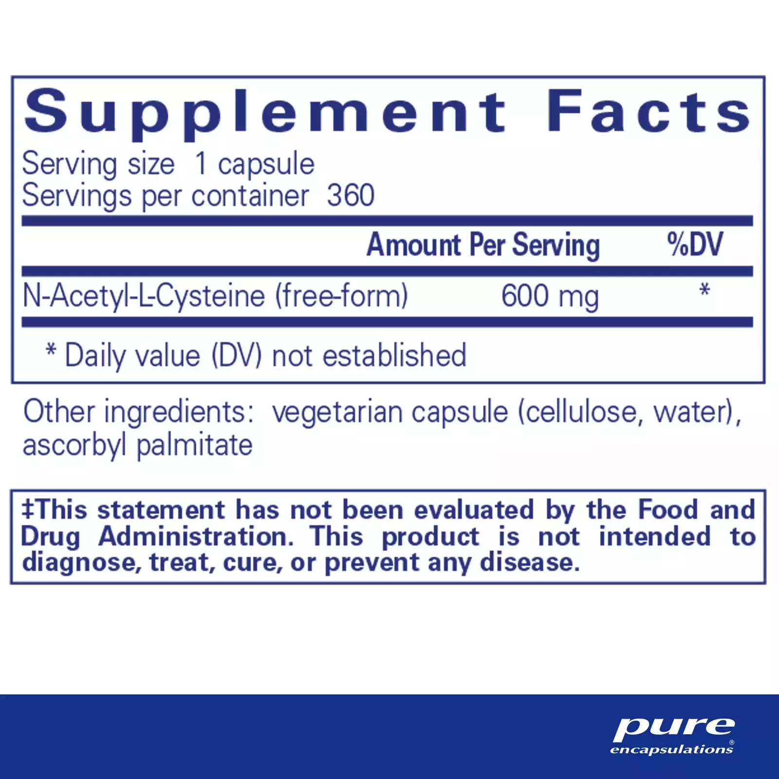 NAC (N Acetyl l Cysteine) 600 mg.