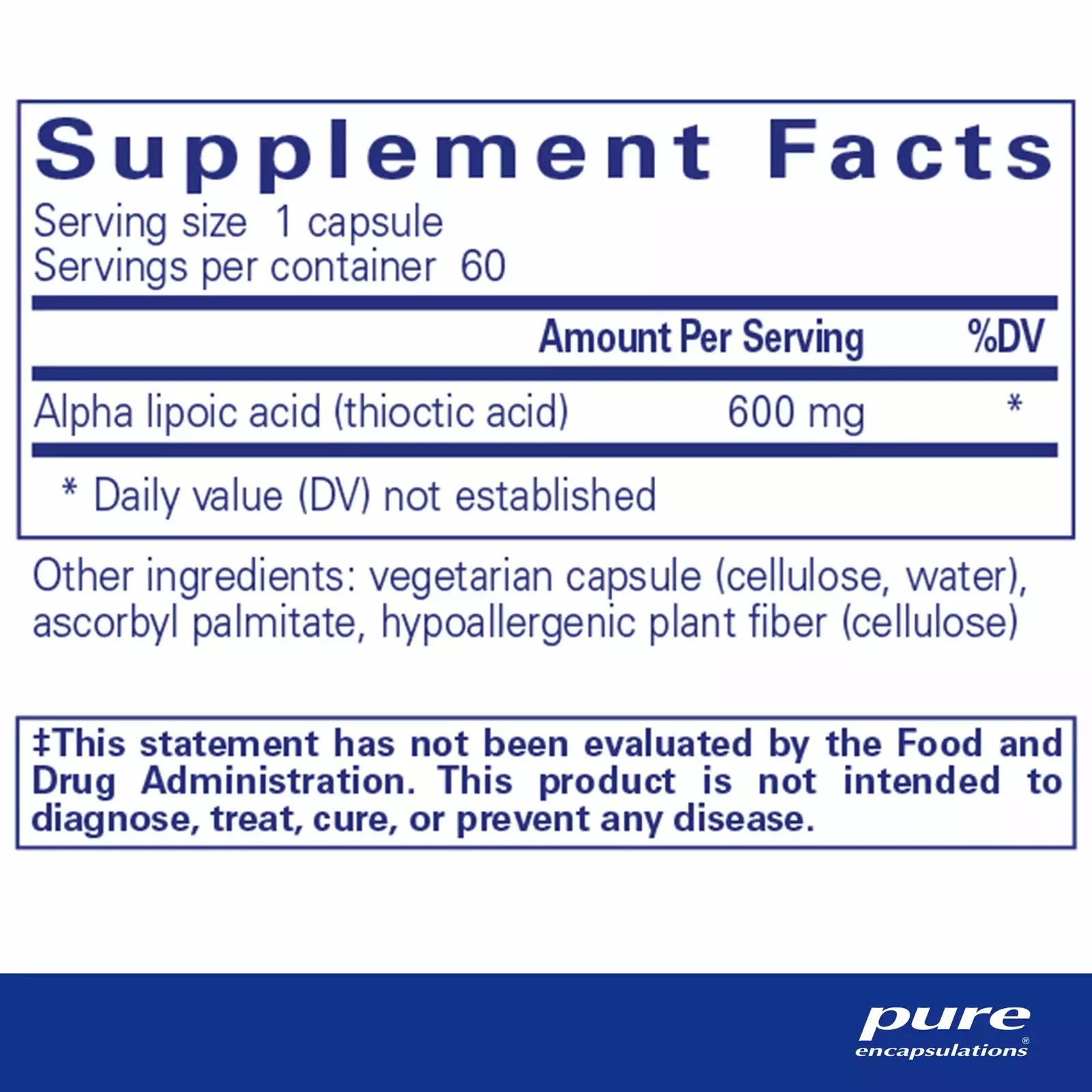 Alpha Lipoic Acid 600 mg.